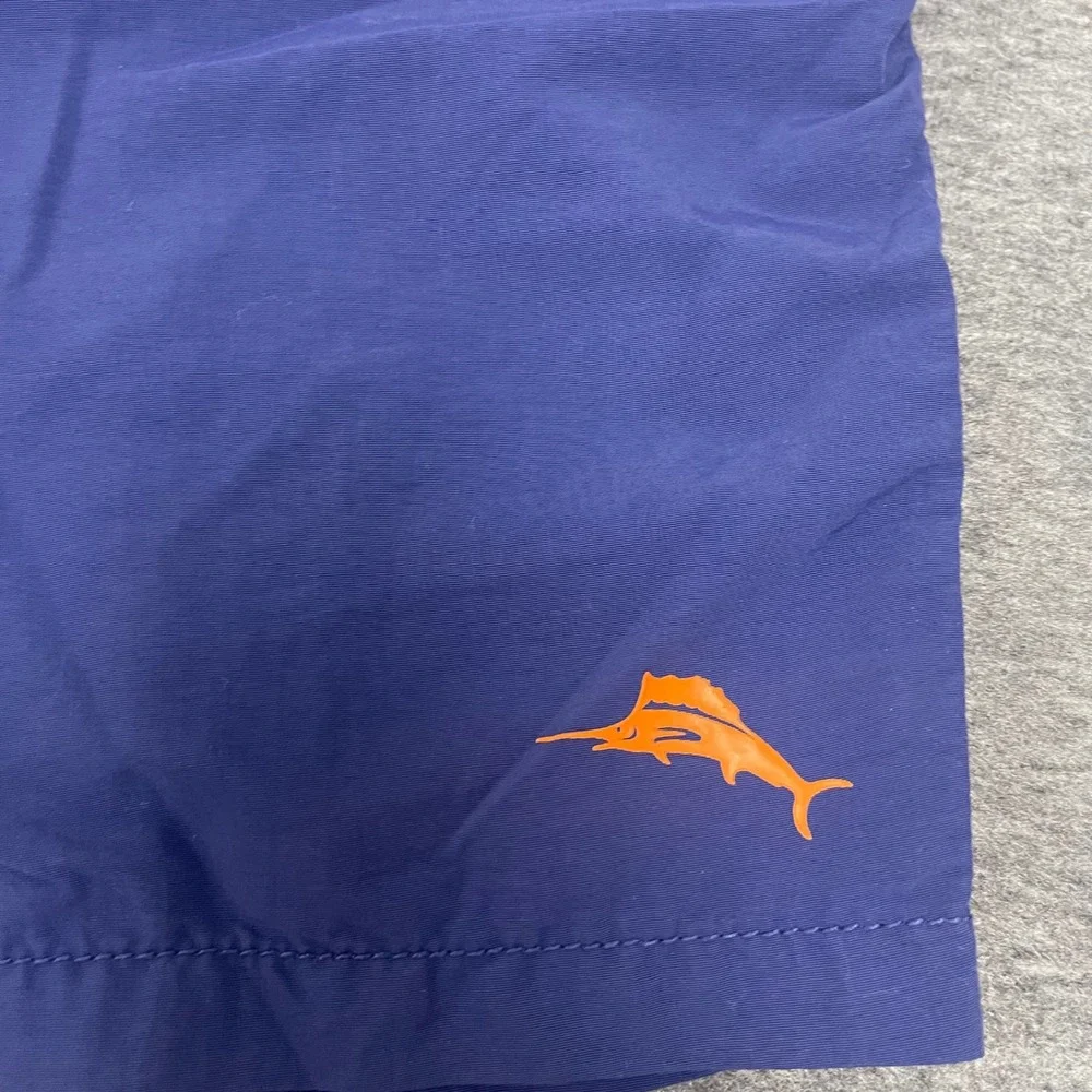 Tommy Bahama Swim Trunks Mens Medium Blue Orange Marlin Logo Cargo Pocket‎